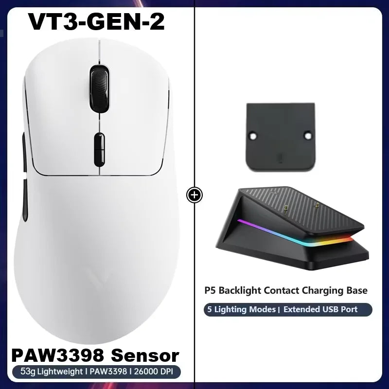 VT3 GEN-2 Wireless Gaming Mouse 53G Lightweight 8Khz Polling Rate 26000DPI 10 Programmable Buttons Optical Sensor