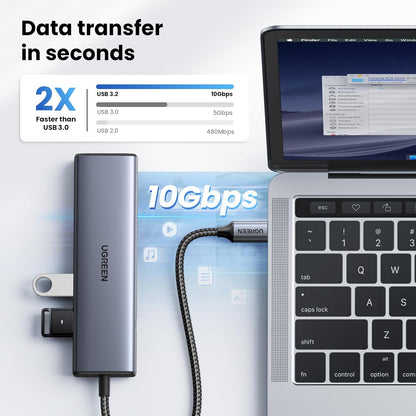 UGREEN USB C Hub Ethernet, 10Gbps USB 3.2 Ethernet Adapter with 2 X USB-C Port,
