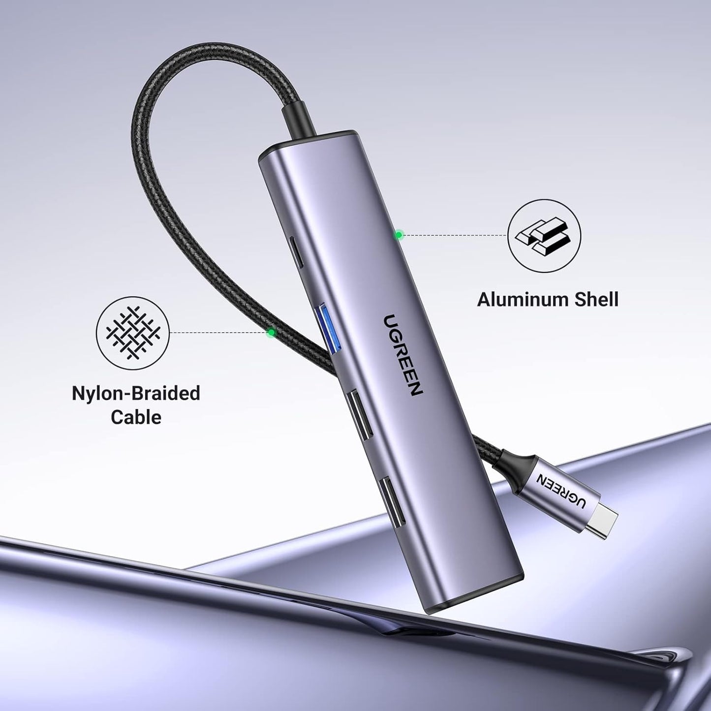 UGREEN Revodok USB C Hub, 5-In-1 USB-C Multiport Adapter with 100W PD, 4K HDMI,