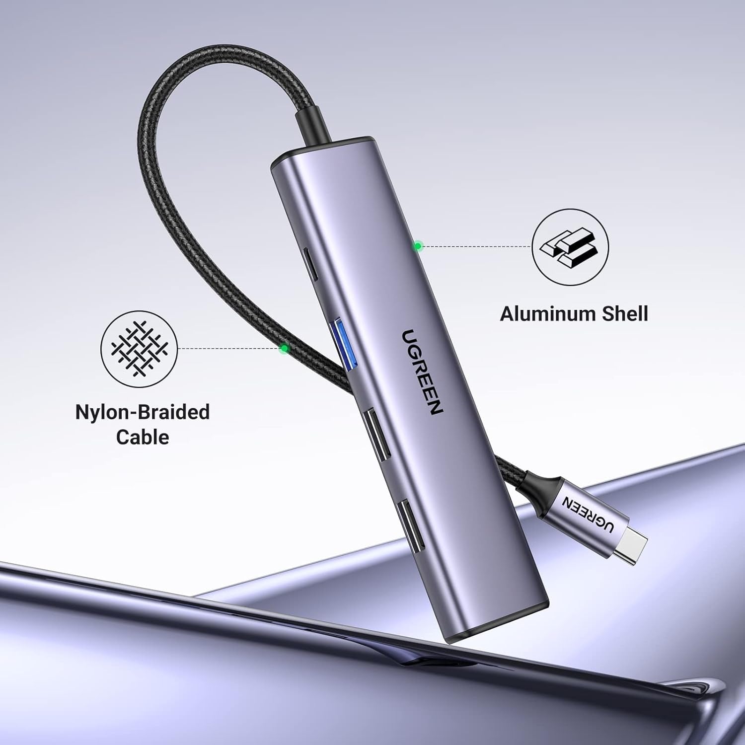 UGREEN Revodok USB C Hub, 5-In-1 USB-C Multiport Adapter with 100W PD, 4K HDMI,