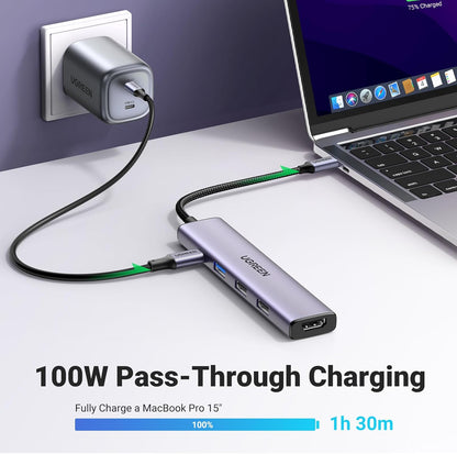 UGREEN Revodok USB C Hub, 5-In-1 USB-C Multiport Adapter with 100W PD, 4K HDMI,