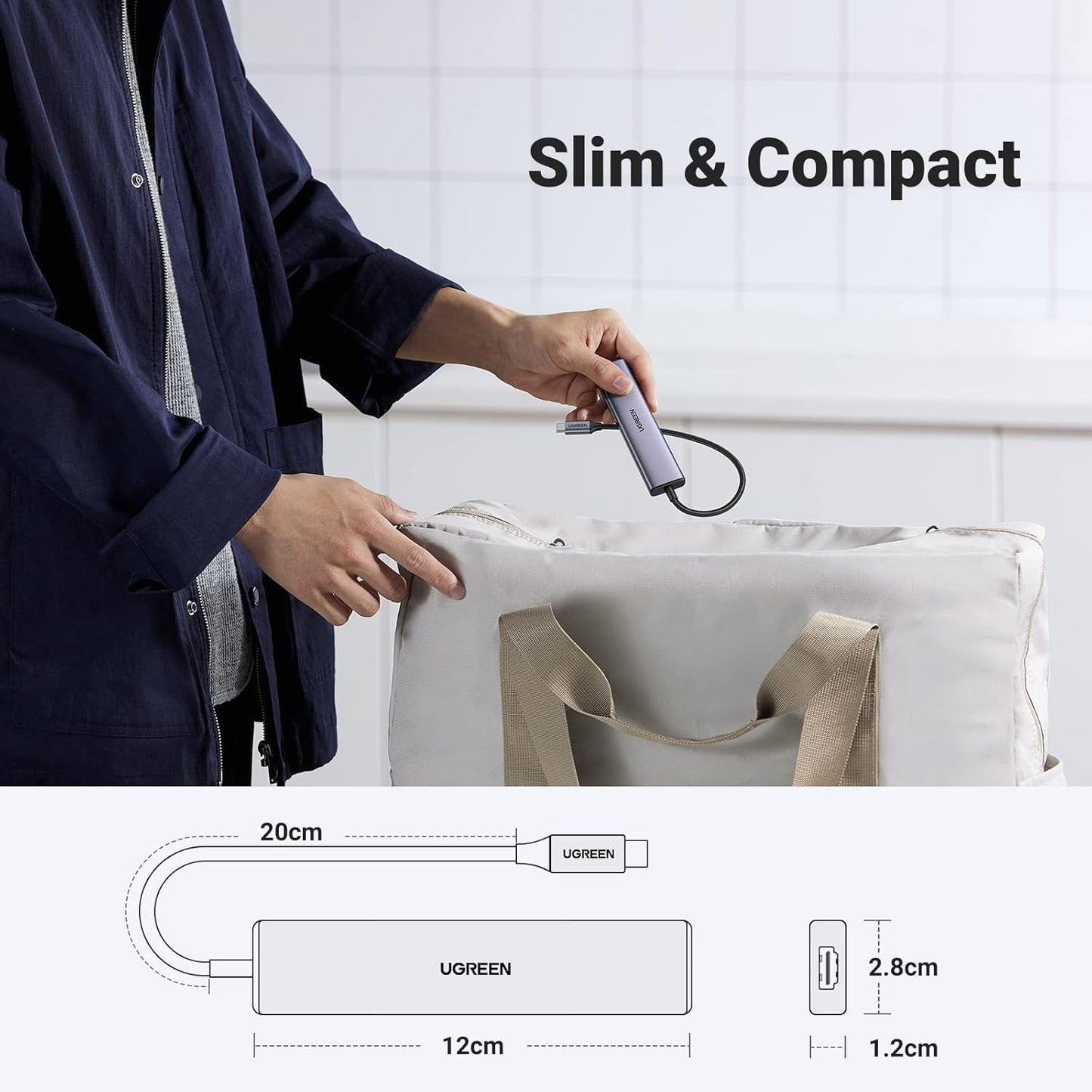 UGREEN Revodok USB C Hub, 5-In-1 USB-C Multiport Adapter with 100W PD, 4K HDMI,