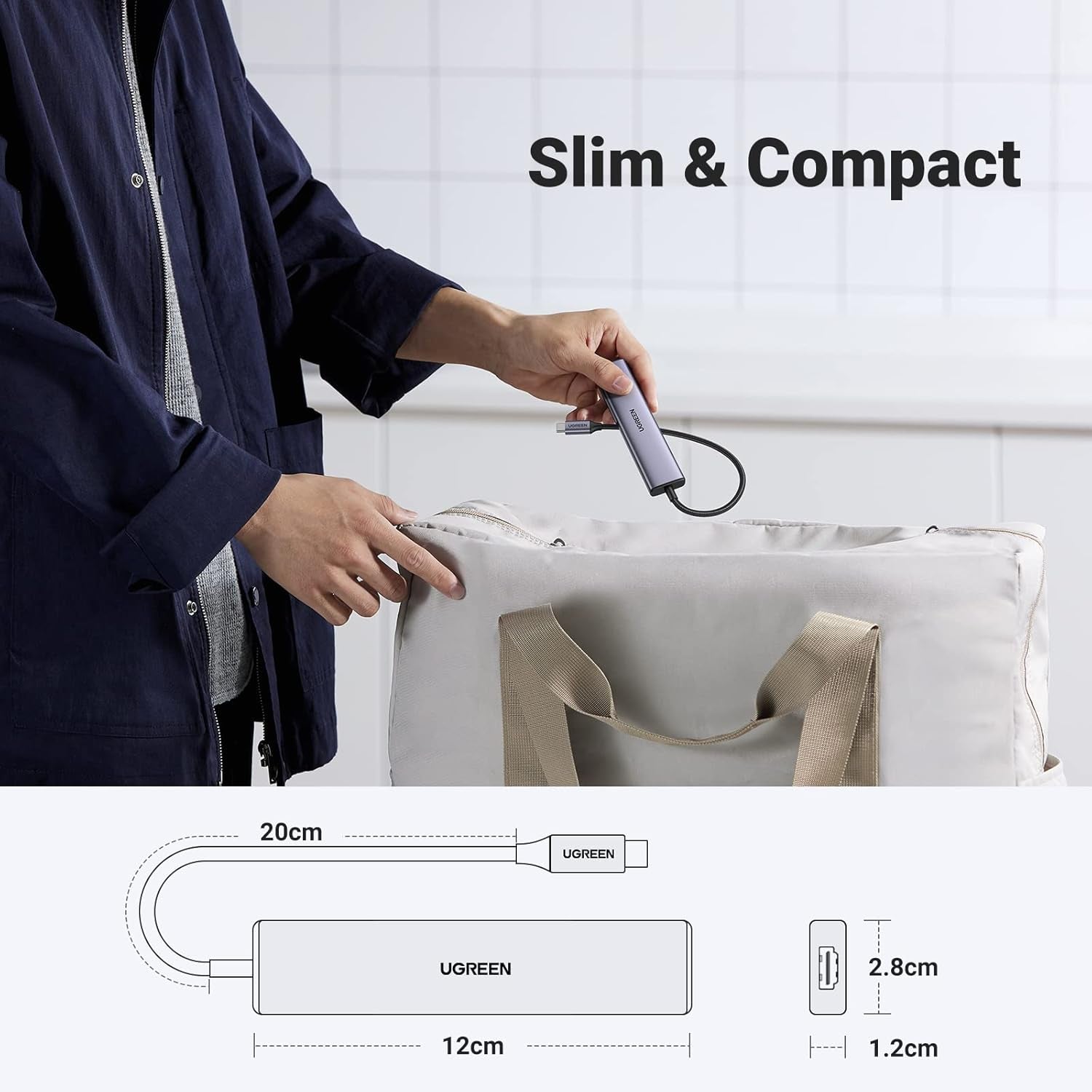 UGREEN Revodok USB C Hub, 5-In-1 USB-C Multiport Adapter with 100W PD, 4K HDMI,