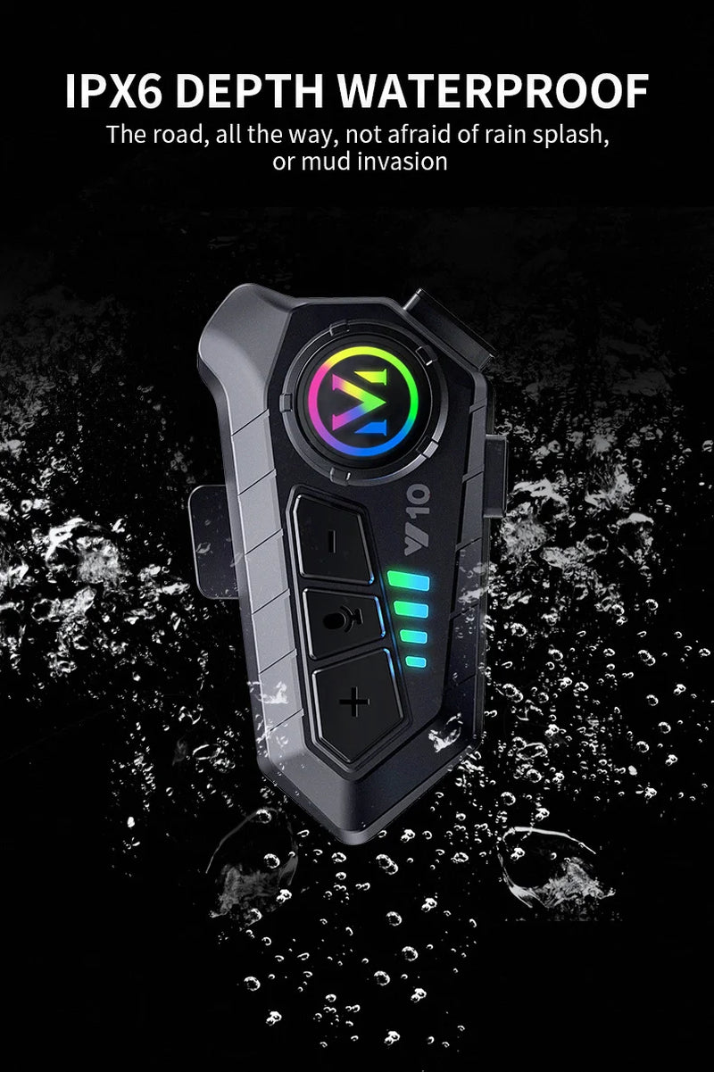 Helmet Headset Bluetooth5.3 Earphone IPX6 Waterproof MP3 Player HD Sound Moto Wireless Headphone with Mic Motorcycle Accessories