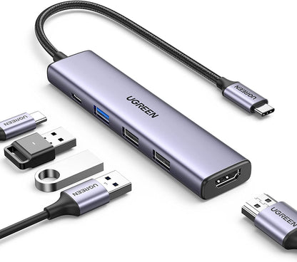 UGREEN Revodok USB C Hub, 5-In-1 USB-C Multiport Adapter with 100W PD, 4K HDMI,