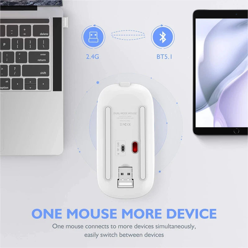 LED Wireless Mouse USB Rechargeable Bluetooth-Compatible RGB Mouse Silent Ergonomic Mouse with Backlight for Laptop PC Ipad