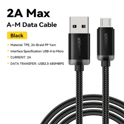 Micro USB Cable 2A Fast Charging USB Cable for Xiaomi Realme Redmi Samsung Huawei Mobile Phone USB Data Charger Wire 3M