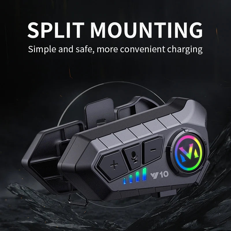 Helmet Headset Bluetooth5.3 Earphone IPX6 Waterproof MP3 Player HD Sound Moto Wireless Headphone with Mic Motorcycle Accessories