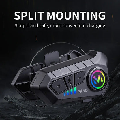 Helmet Headset Bluetooth5.3 Earphone IPX6 Waterproof MP3 Player HD Sound Moto Wireless Headphone with Mic Motorcycle Accessories