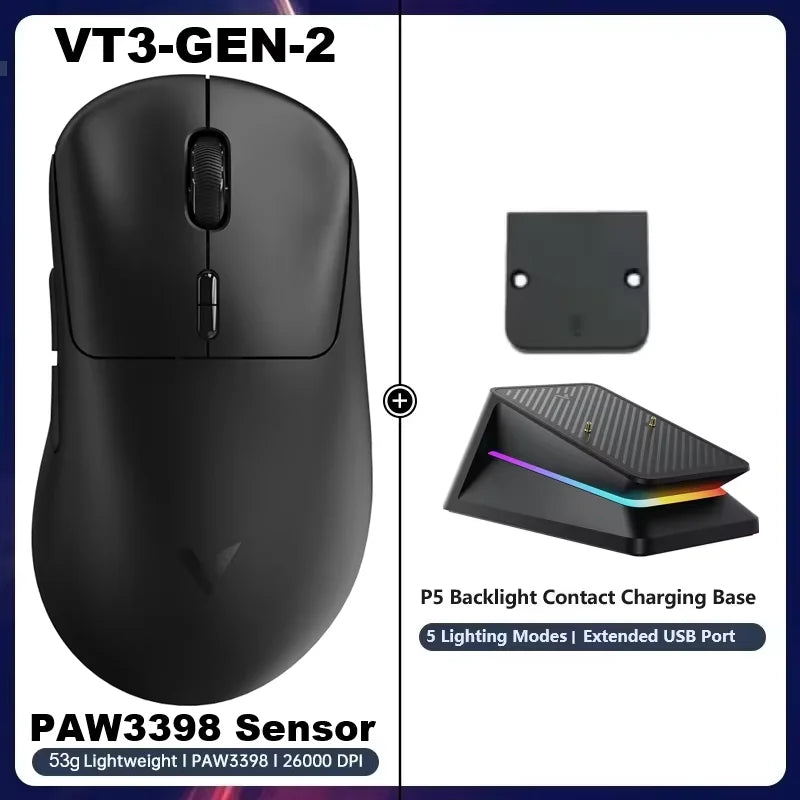 VT3 GEN-2 Wireless Gaming Mouse 53G Lightweight 8Khz Polling Rate 26000DPI 10 Programmable Buttons Optical Sensor